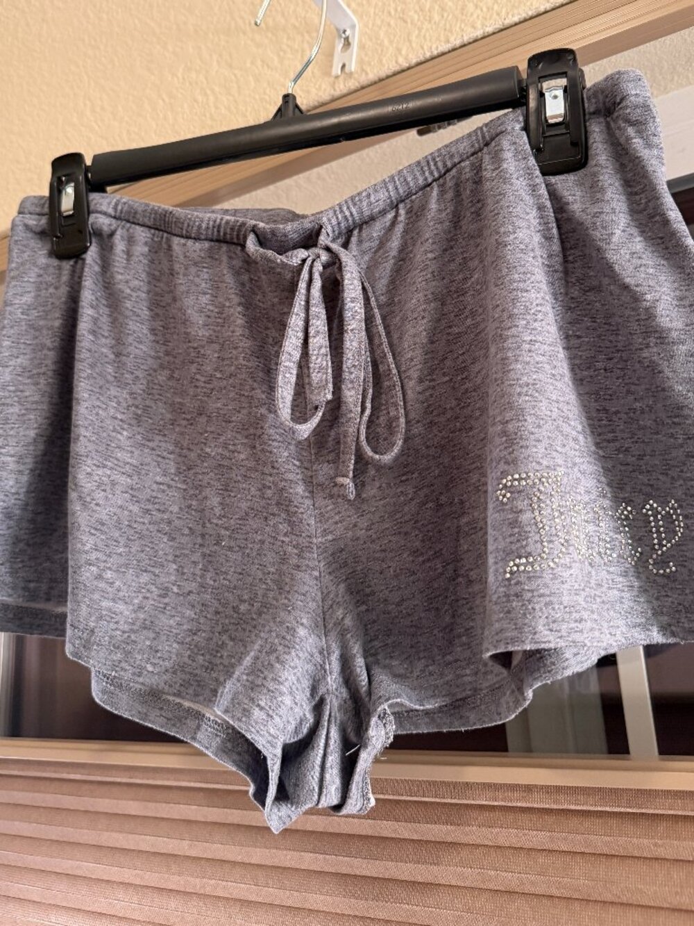 Juicy Couture Women’s Gray Lounge Sleep Shorts | Rhinestone Logo | Size Medium